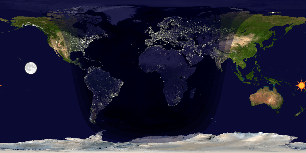 Verdenskart som viser dag og natt 