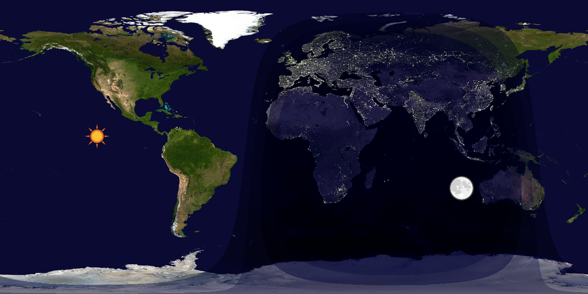 Verdenskart som viser dag og natt 