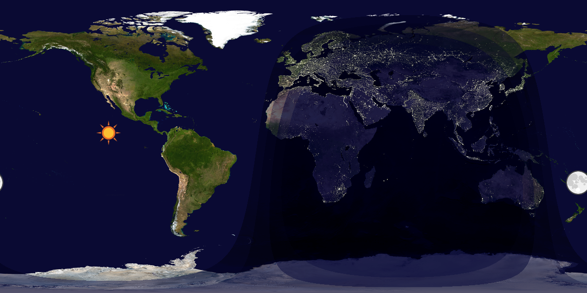 Verdenskart som viser dag og natt 