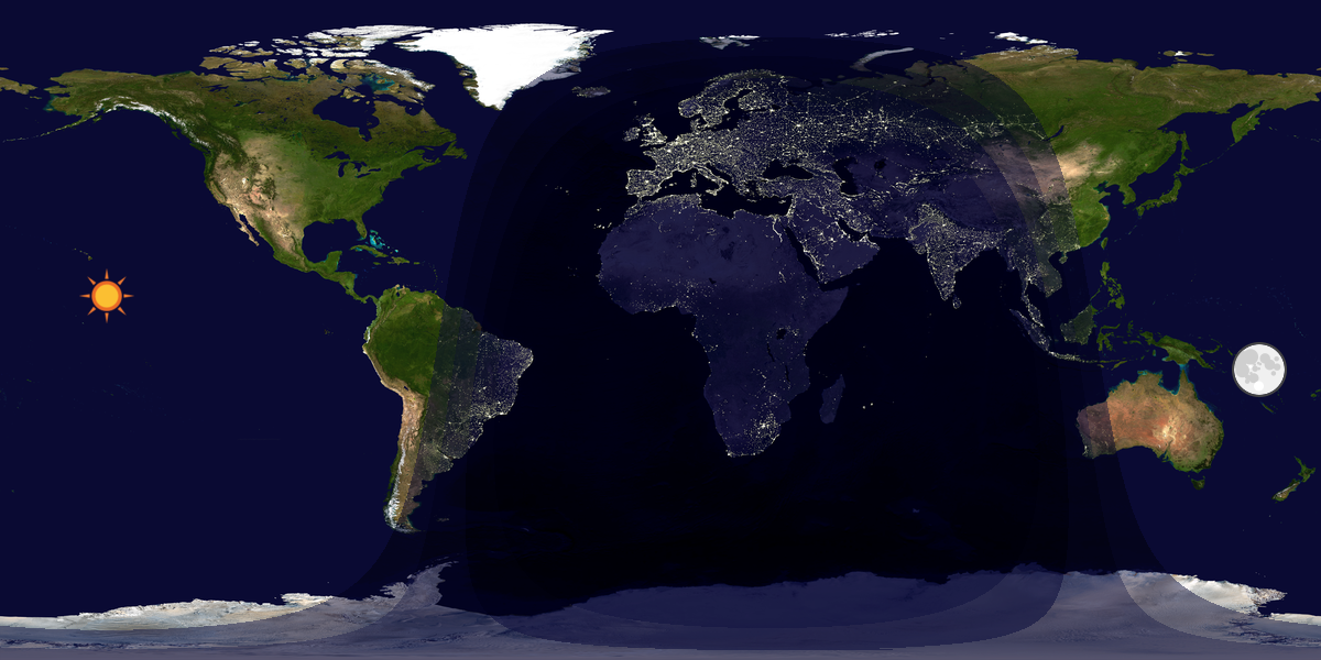 Verdenskart som viser dag og natt 