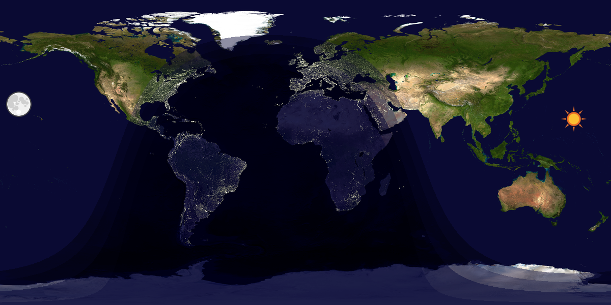 Verdenskart som viser dag og natt 