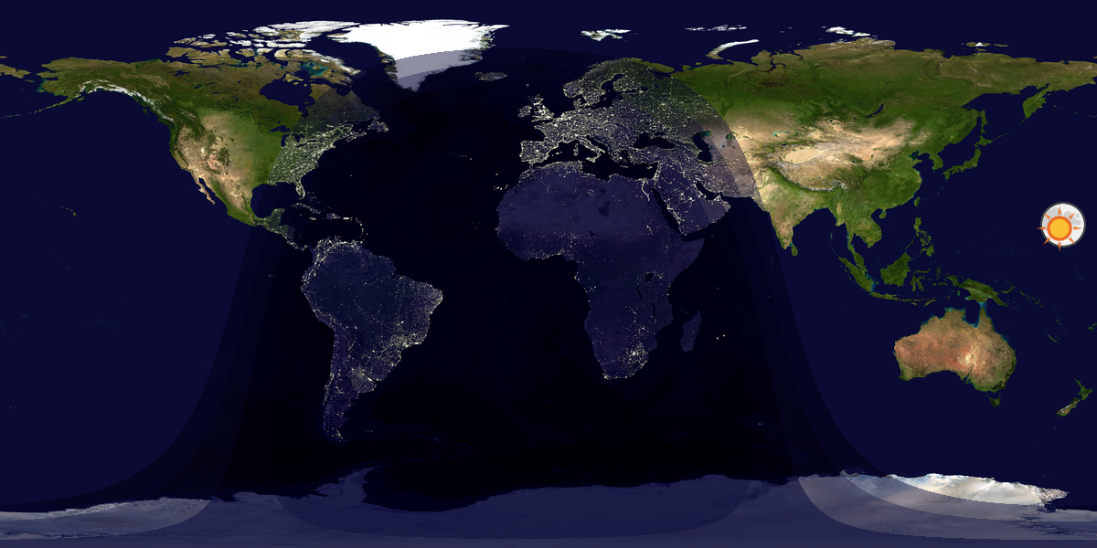 Verdenskart som viser dag og natt 