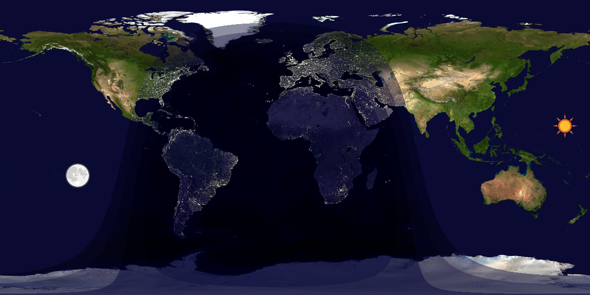 Verdenskart som viser dag og natt 