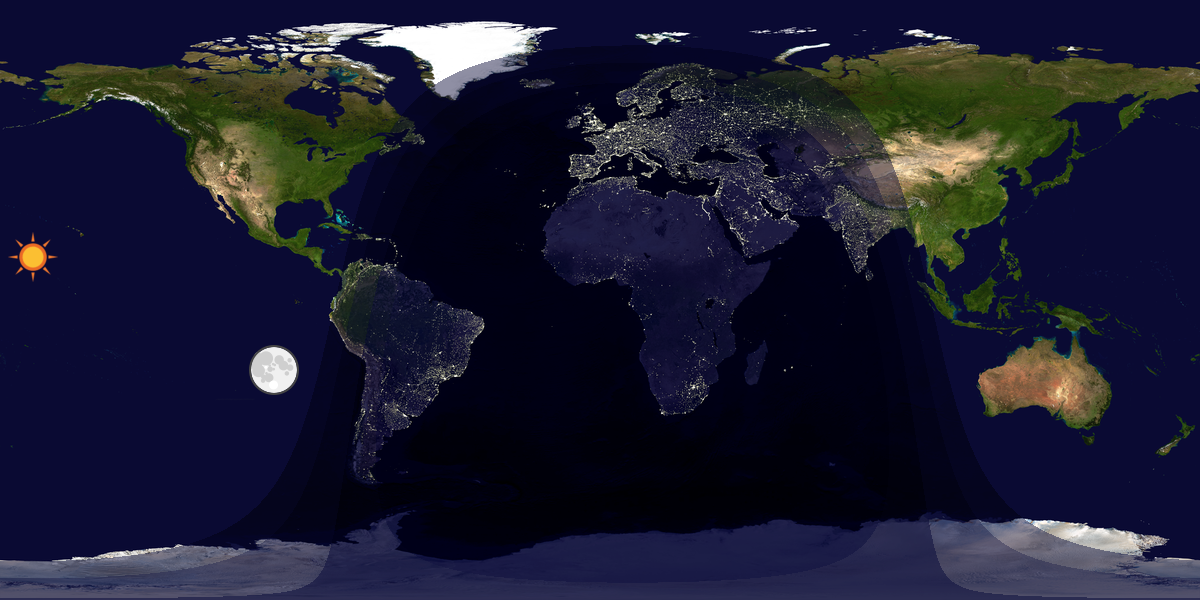 Verdenskart som viser dag og natt 