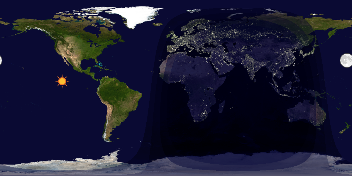 Verdenskart som viser dag og natt 