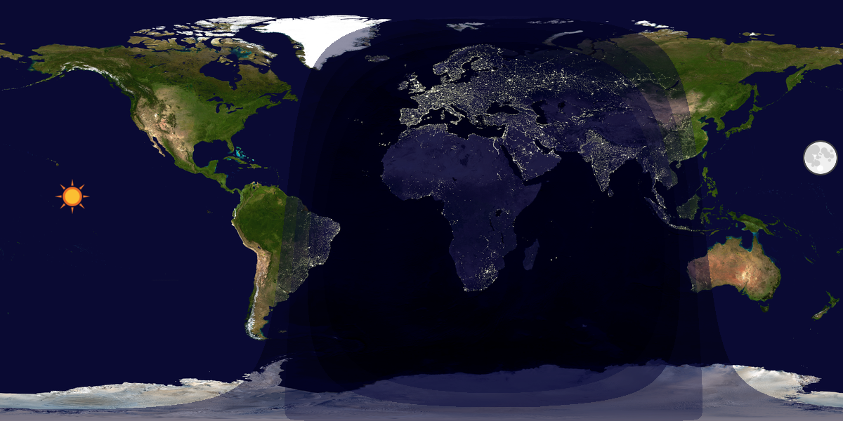 Verdenskart som viser dag og natt 