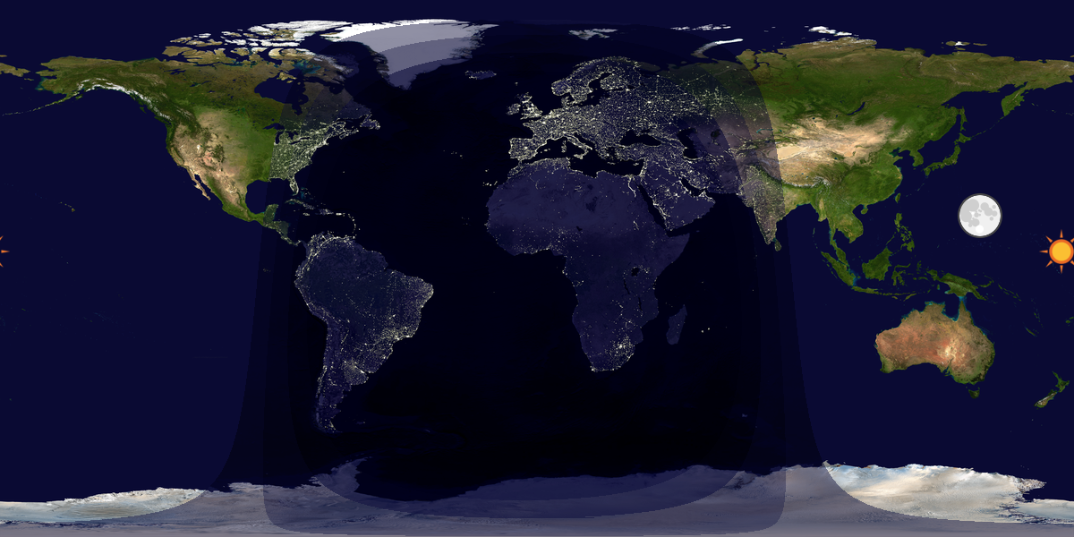 Verdenskart som viser dag og natt 