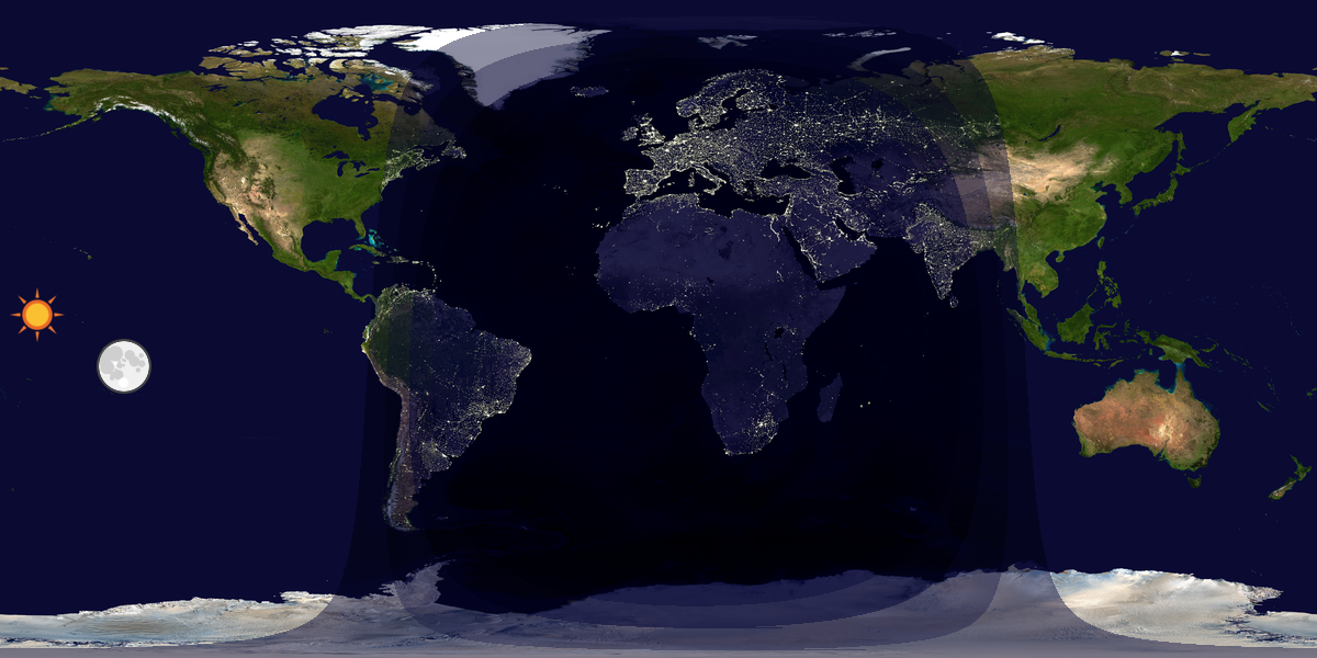 Verdenskart som viser dag og natt 