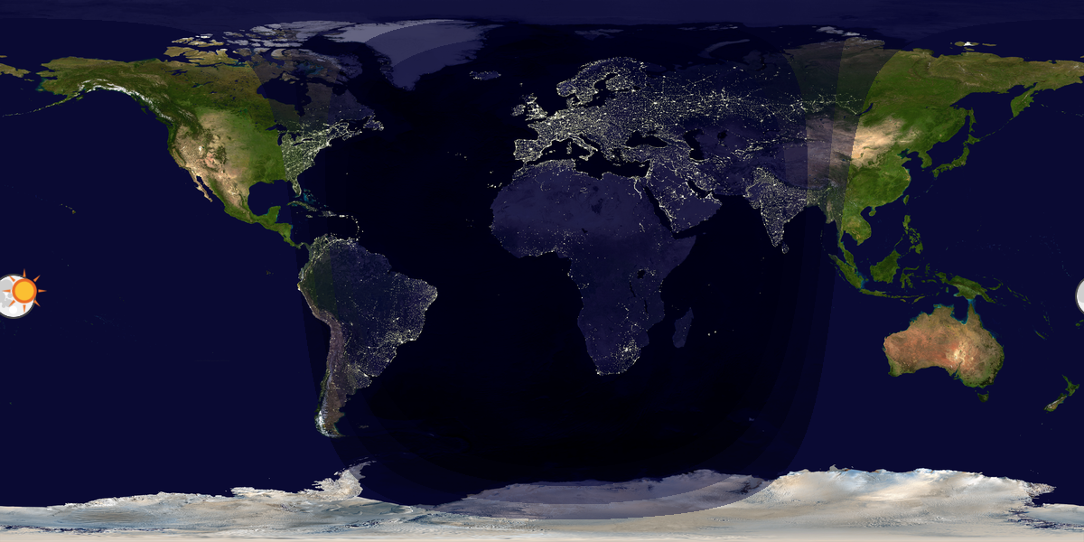Verdenskart som viser dag og natt 