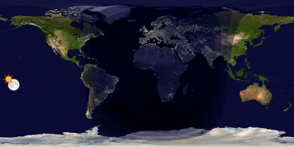 Verdenskart som viser dag og natt 
