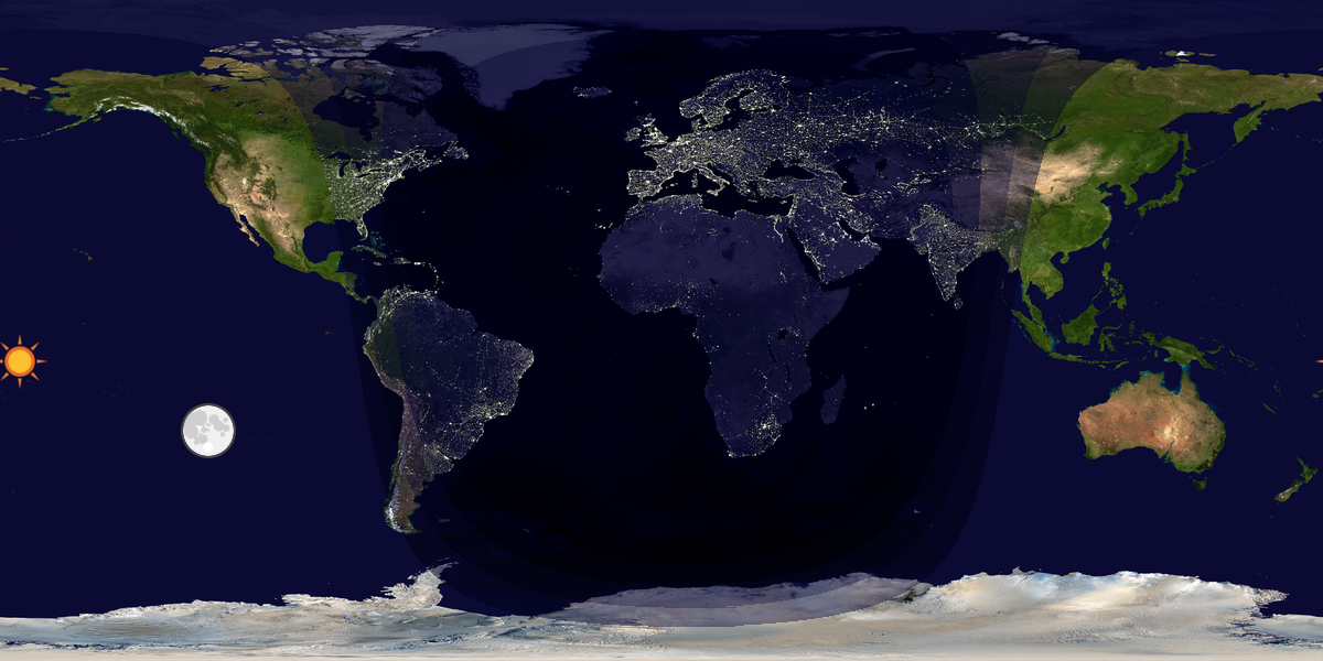 Verdenskart som viser dag og natt 