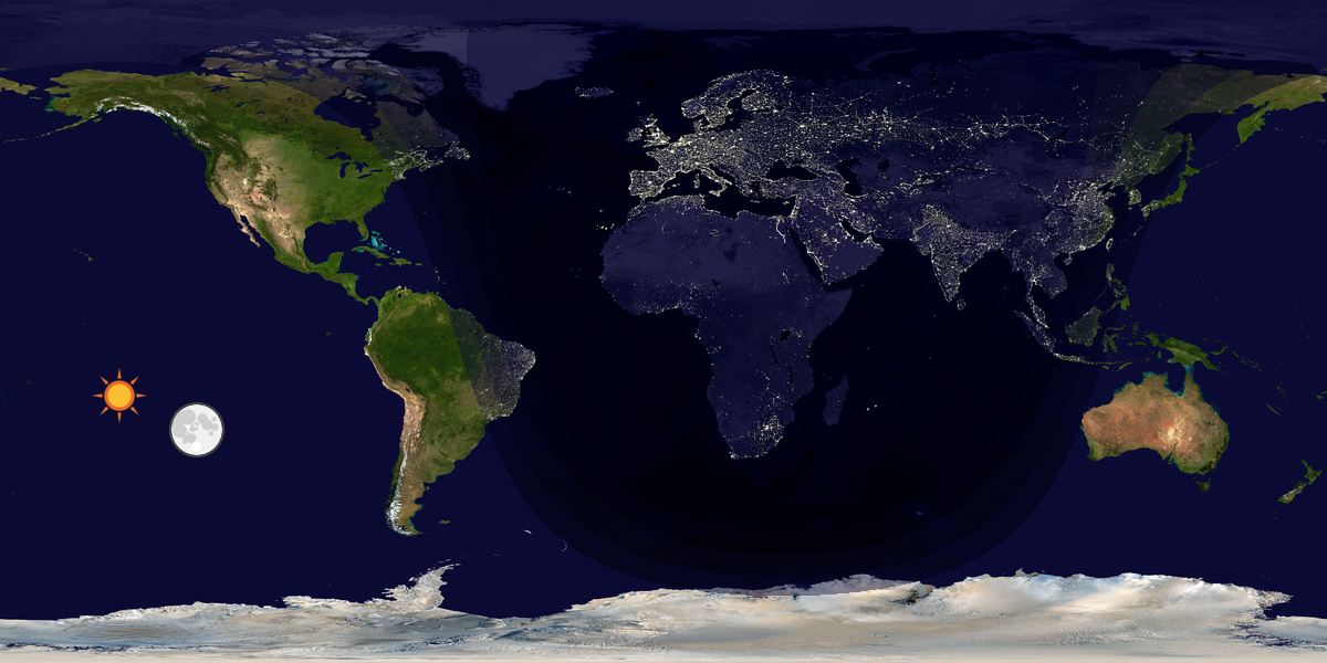 Verdenskart som viser dag og natt 