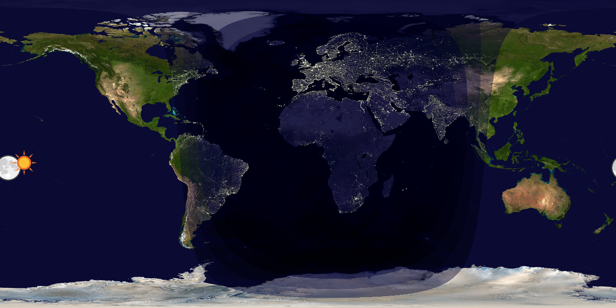 Verdenskart som viser dag og natt 