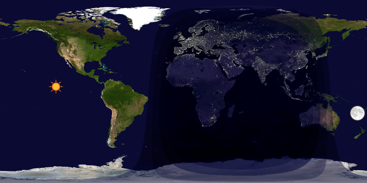 Verdenskart som viser dag og natt 