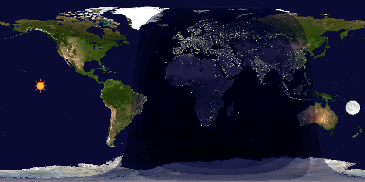 Verdenskart som viser dag og natt 