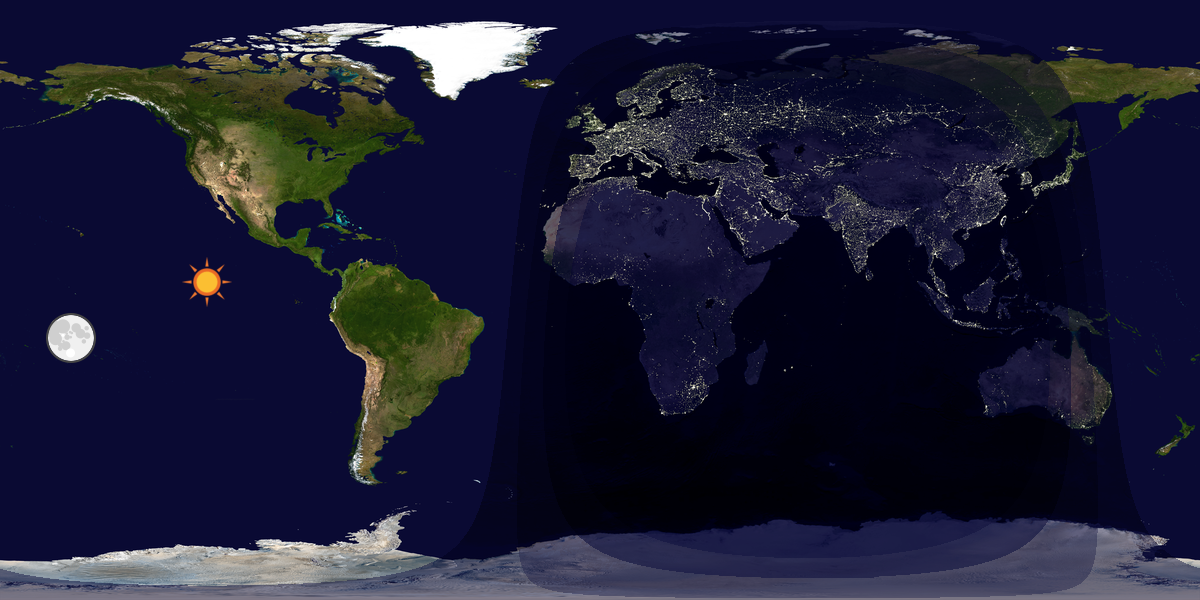 Verdenskart som viser dag og natt 