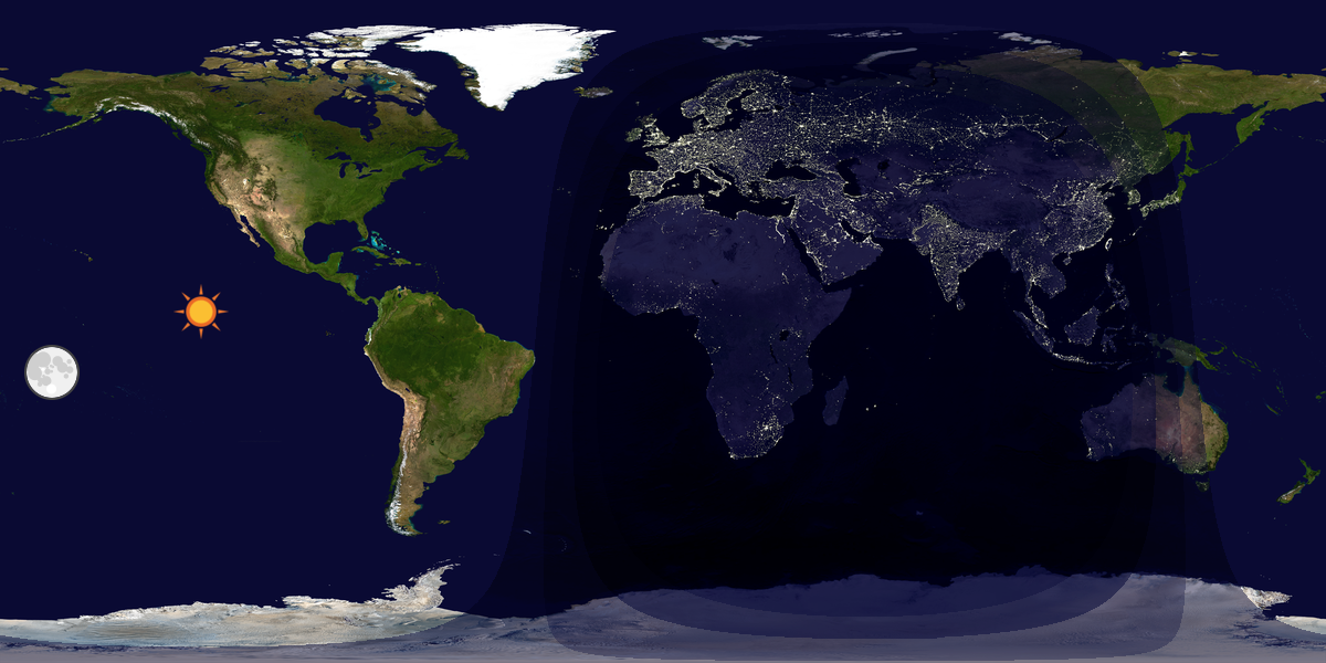 Verdenskart som viser dag og natt 
