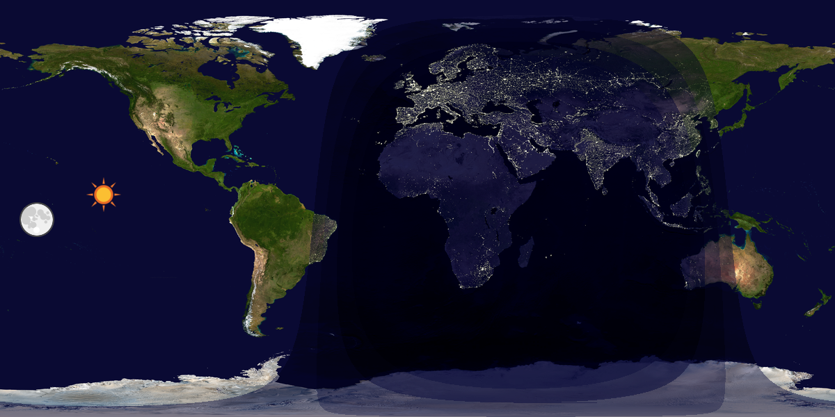 Verdenskart som viser dag og natt 