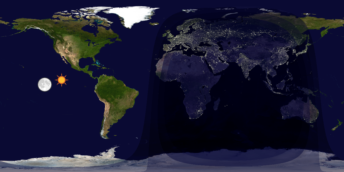 Verdenskart som viser dag og natt 