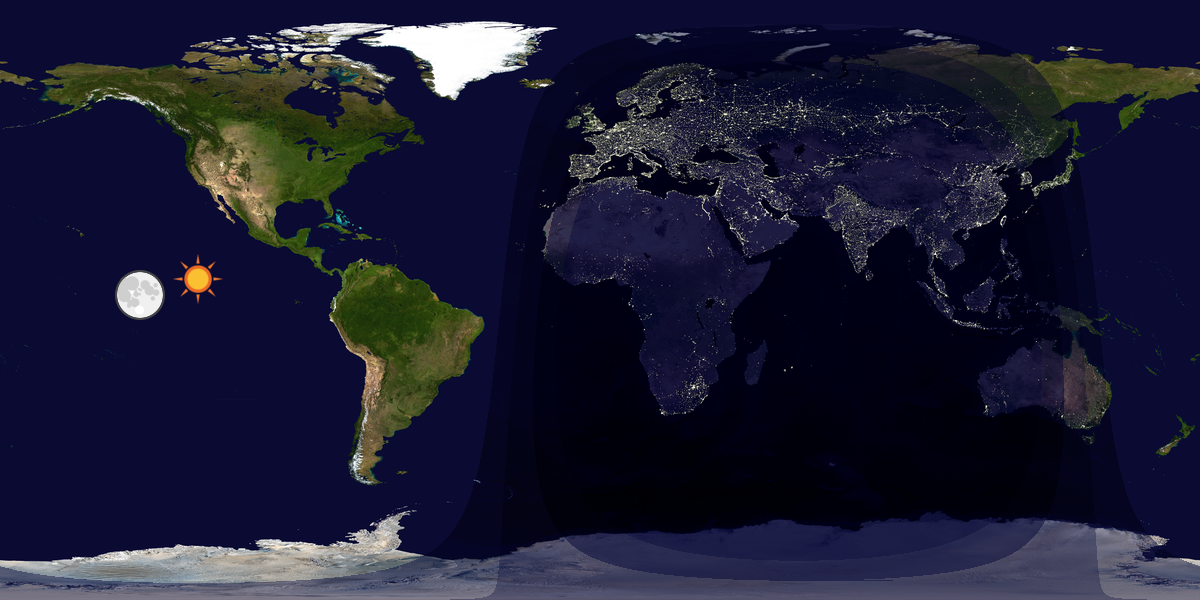 Verdenskart som viser dag og natt 