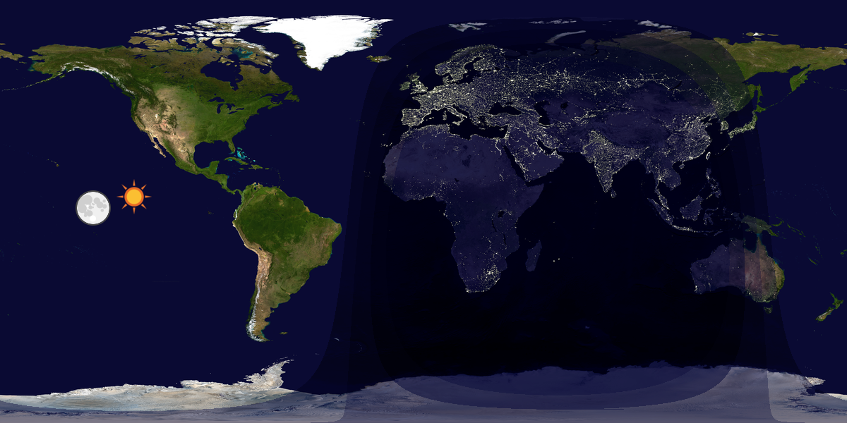 Verdenskart som viser dag og natt 
