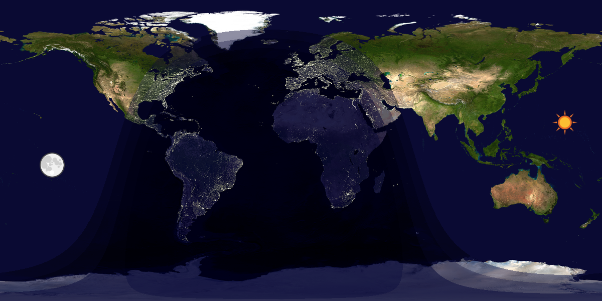 Verdenskart som viser dag og natt 