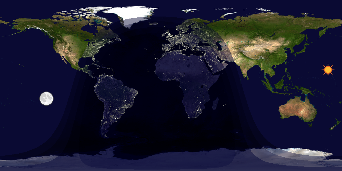 Verdenskart som viser dag og natt 