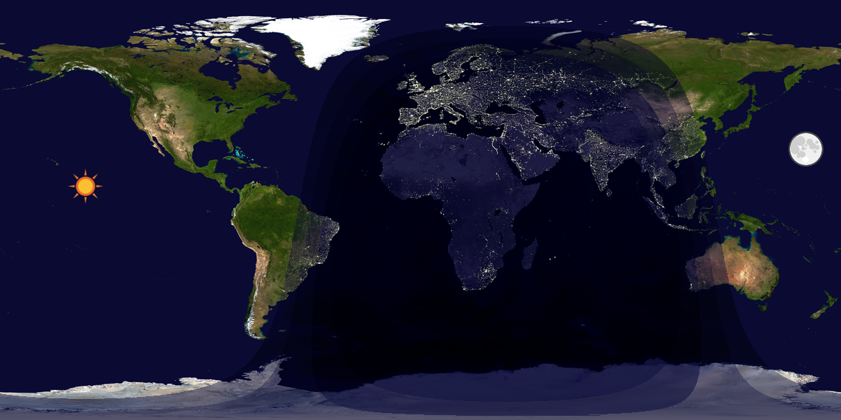 Verdenskart som viser dag og natt 