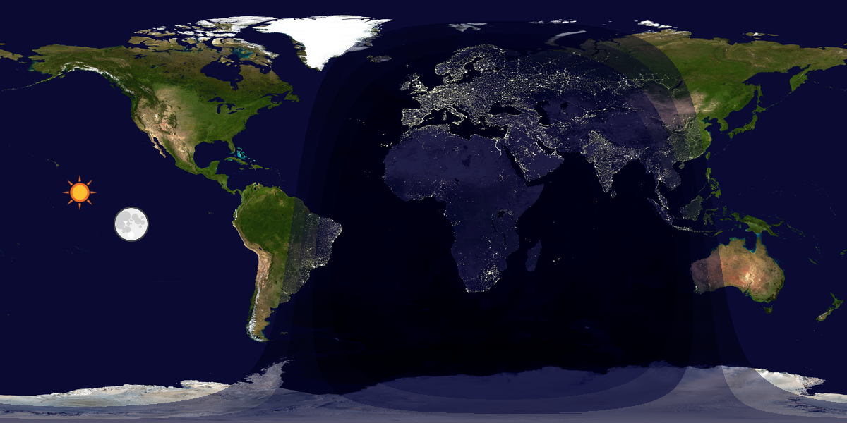 Verdenskart som viser dag og natt 