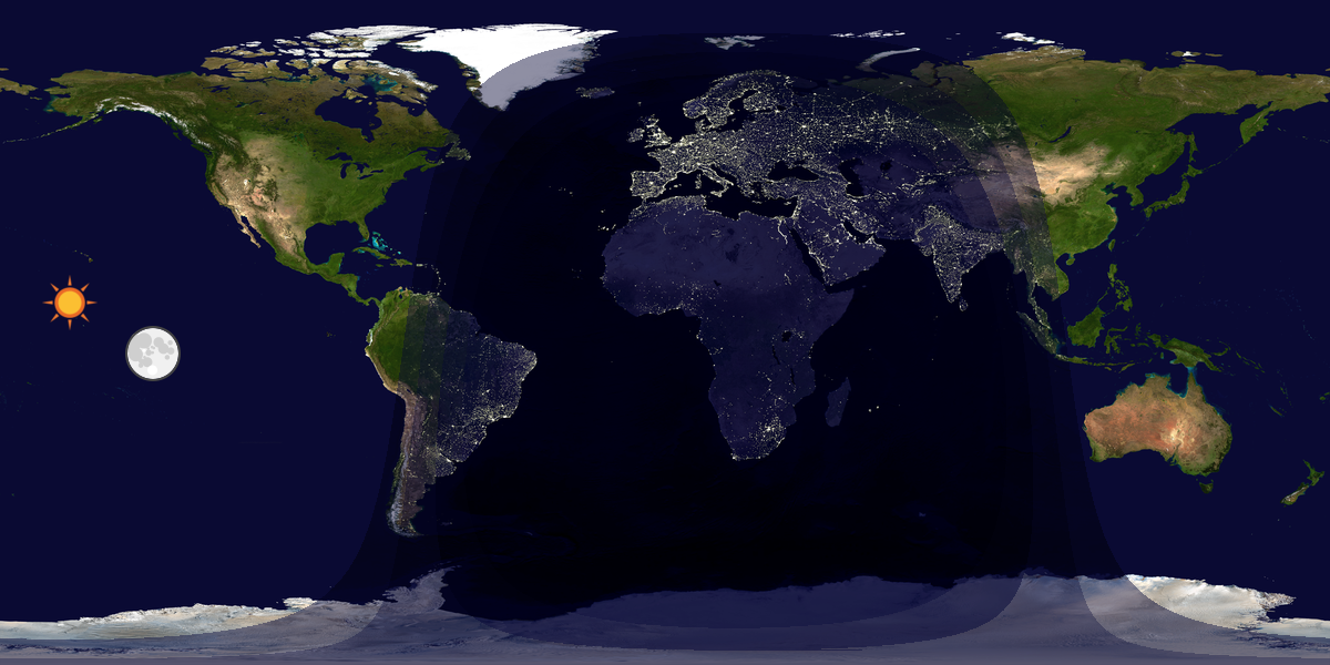 Verdenskart som viser dag og natt 
