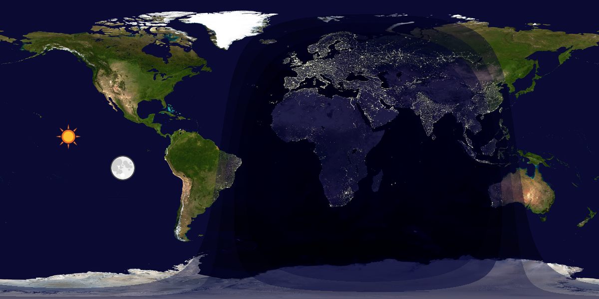 Verdenskart som viser dag og natt 