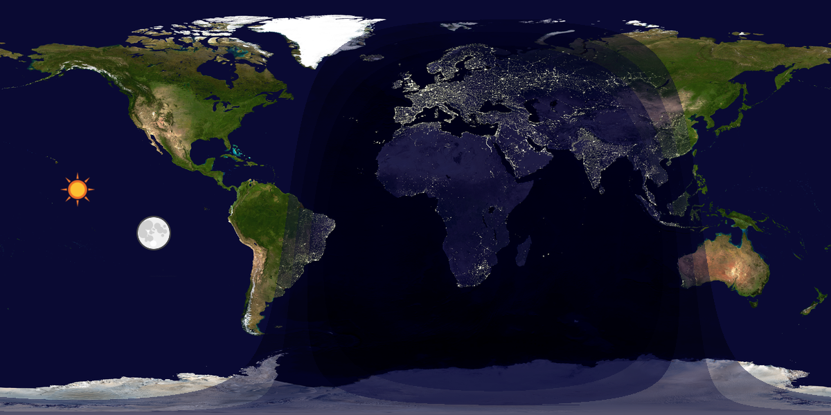 Verdenskart som viser dag og natt 