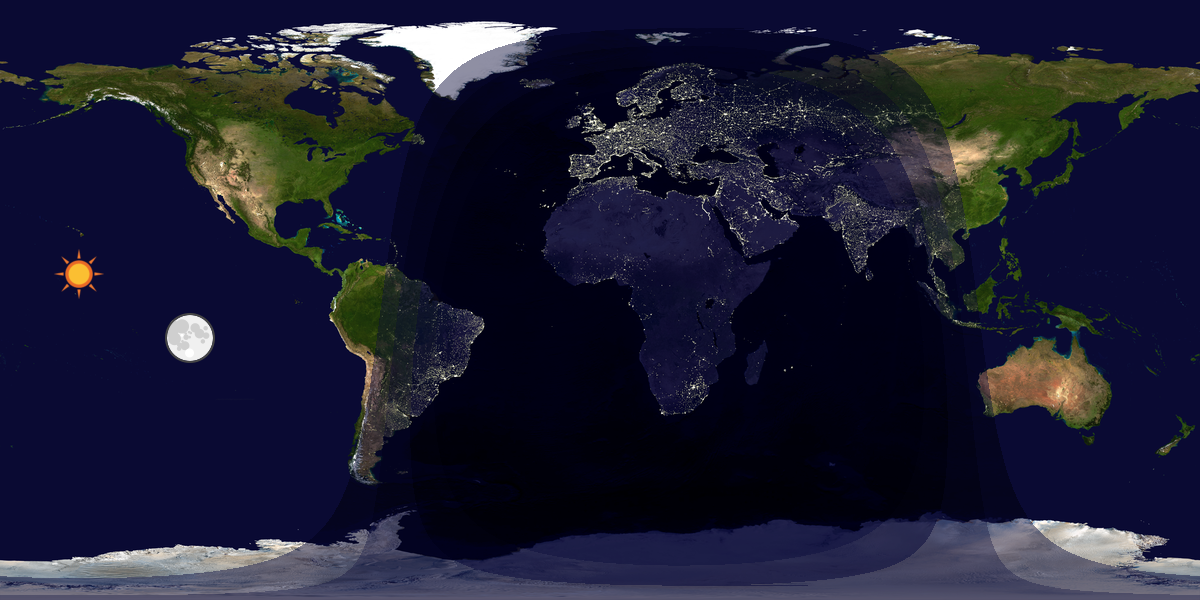 Verdenskart som viser dag og natt 