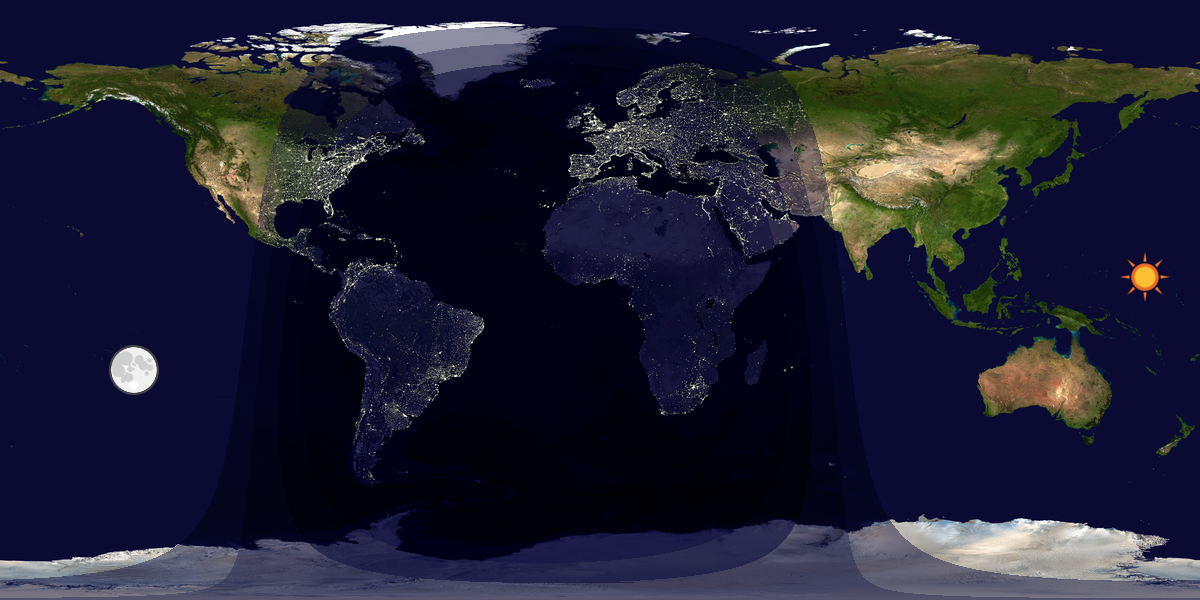 Verdenskart som viser dag og natt 