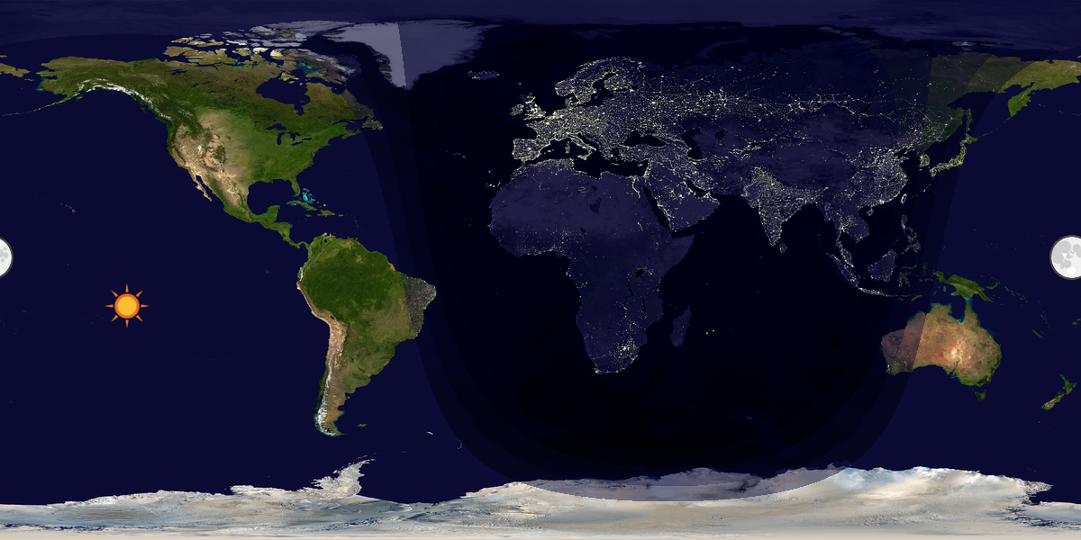 Verdenskart som viser dag og natt 