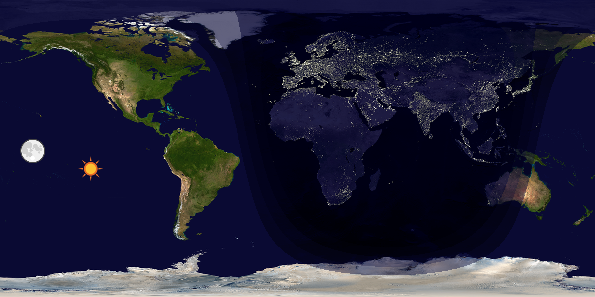 Verdenskart som viser dag og natt 