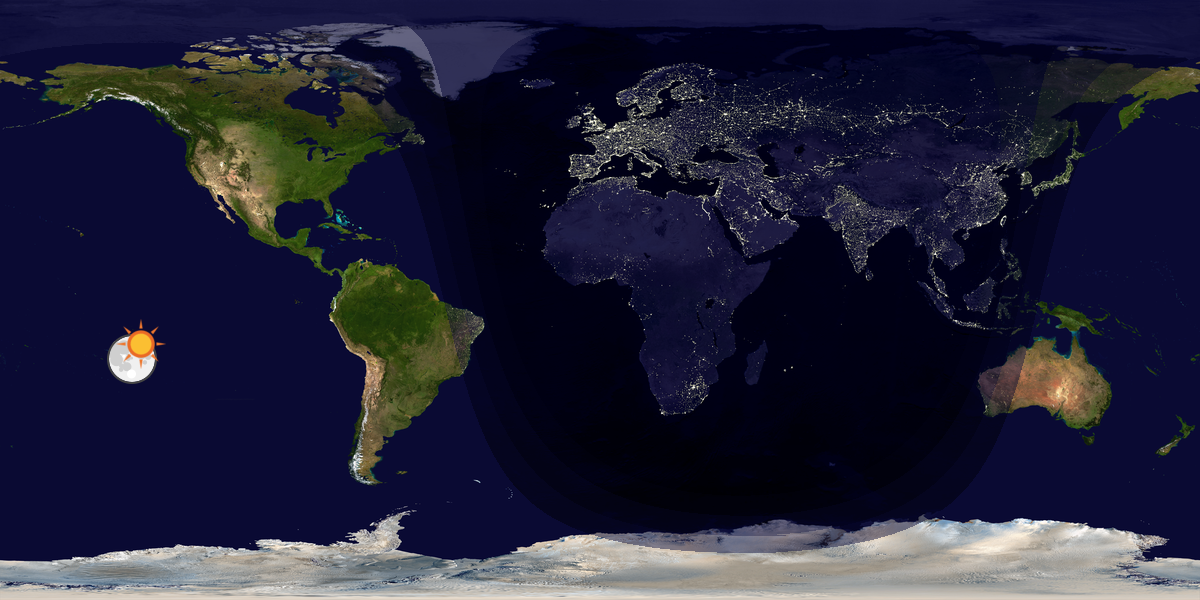 Verdenskart som viser dag og natt 