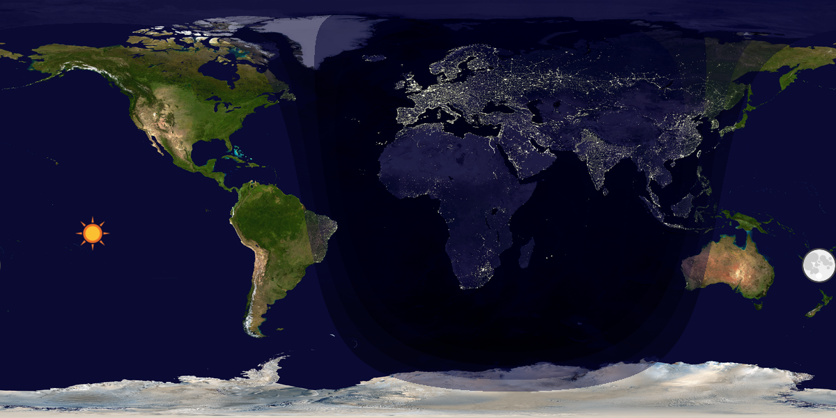 Verdenskart som viser dag og natt 
