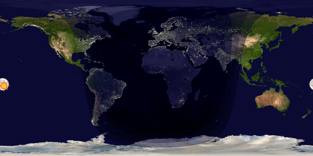 Verdenskart som viser dag og natt 