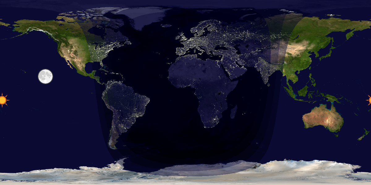 Verdenskart som viser dag og natt 