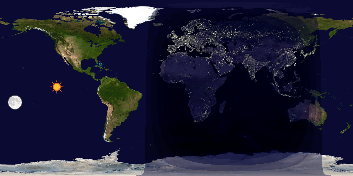 Verdenskart som viser dag og natt 