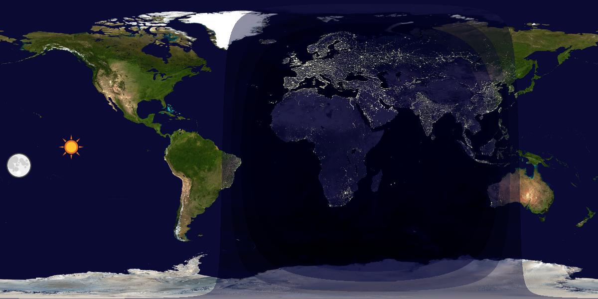 Verdenskart som viser dag og natt 