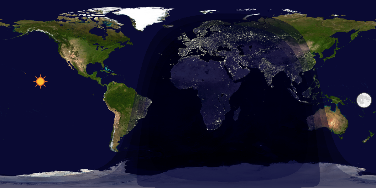 Verdenskart som viser dag og natt 