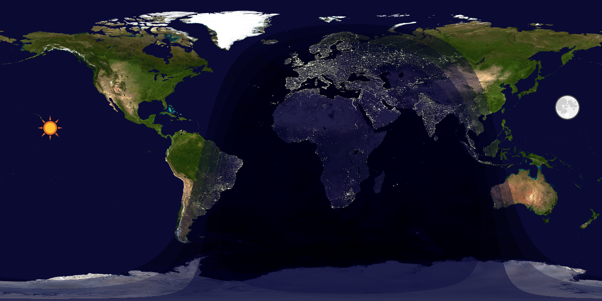 Verdenskart som viser dag og natt 