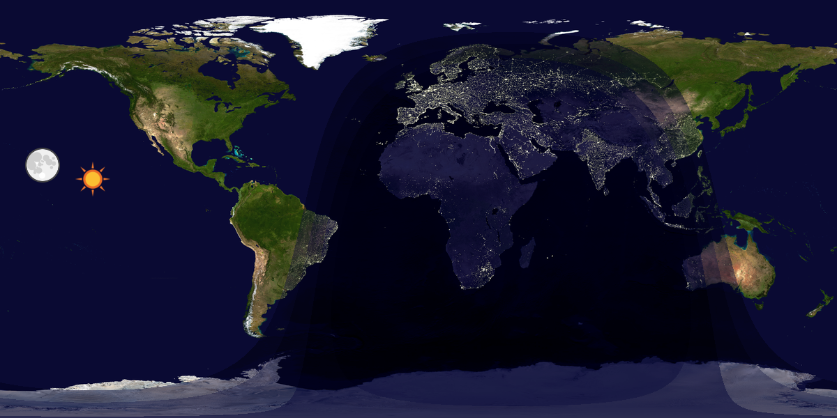 Verdenskart som viser dag og natt 