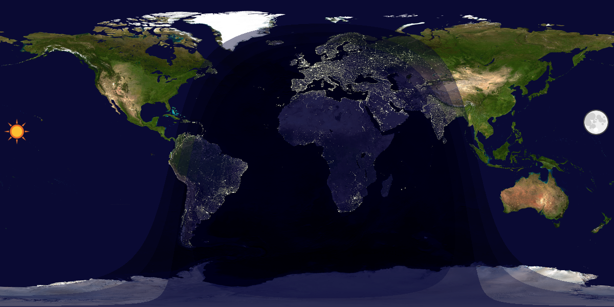 Verdenskart som viser dag og natt 