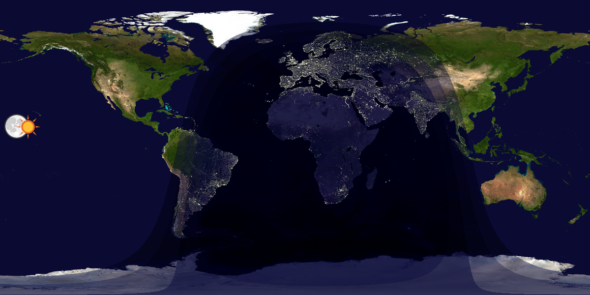 Verdenskart som viser dag og natt 