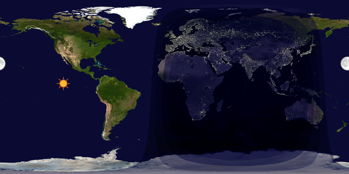 Verdenskart som viser dag og natt 