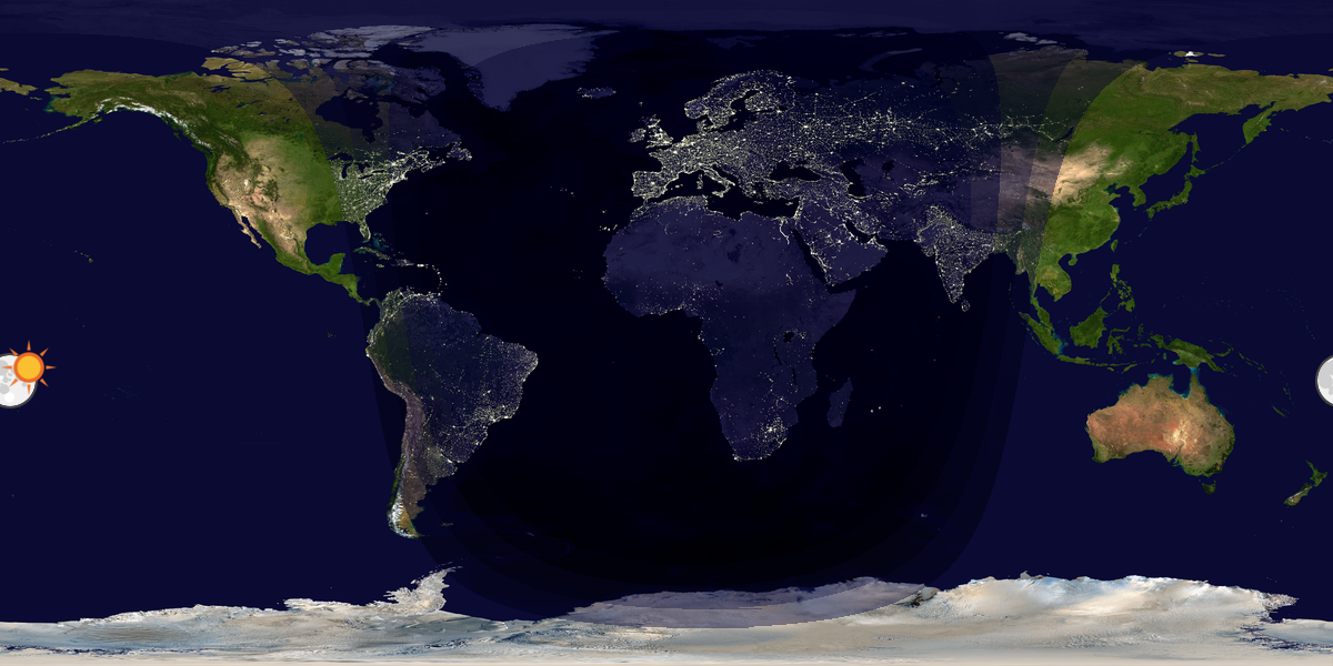 Verdenskart som viser dag og natt 