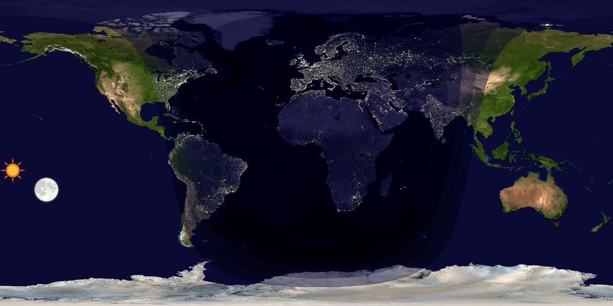 Verdenskart som viser dag og natt 